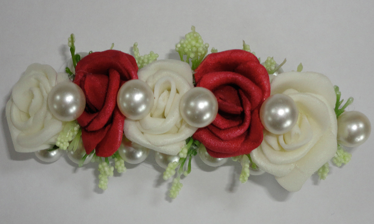 Red & Ivory Hair Clip
